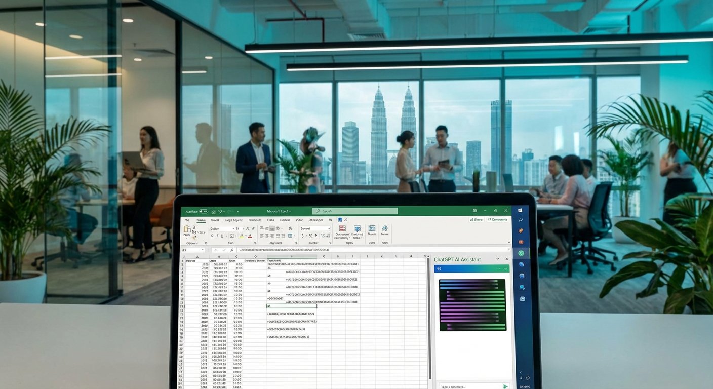 ChatGPT untuk Excel — antara muka add-in dalam Microsoft Excel 2026